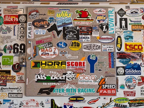 Ice Chest decorated with stickers at Catavina, Baja, Mexico