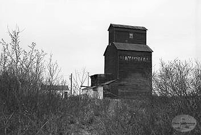 Wooden grain elevator at Poe, Alberta
