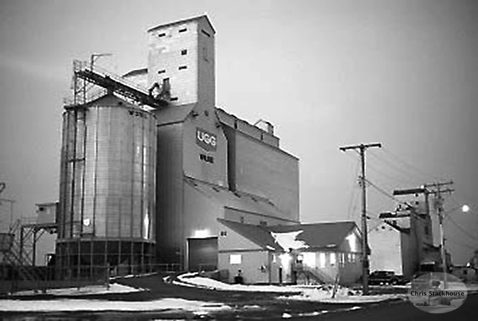 Image of wooden grain elevators from Wilkie, Saskatchewan